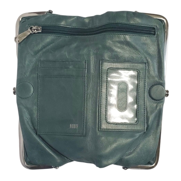 Hobo Vintage Hide Collection Lauren Double Frame Clutch Green Wallet. - Picture 5 of 16
